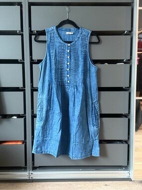 Faherty Blue Denim Sleeveless Mini Dress